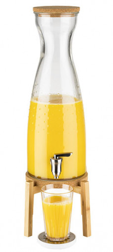 Zásobník FRESH WOOD na nápoje 24x23cm, výška:56,5cm, 4,5lt nádoba sklo, základňa+kryt - bledé drevo