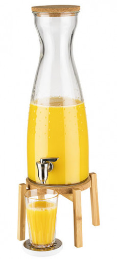 Zásobník FRESH WOOD na nápoje 24x23cm, výška:56,5cm, 4,5lt nádoba sklo, základňa+kryt - bledé drevo