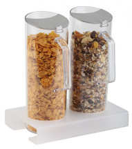 Dávkovač CEREALIEN-BAR cereálie 5 dielny stojan 4 cm, 2 karafy, 2 vrchnáky 26 x 17 cm, výška: 28,5 cm