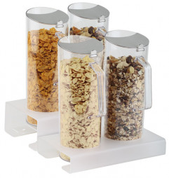 Dávkovač CEREALIEN-BAR cereálie 5 dielny stojan 4 cm, 2 karafy, 2 vrchnáky 26 x 17 cm, výška: 28,5 cm