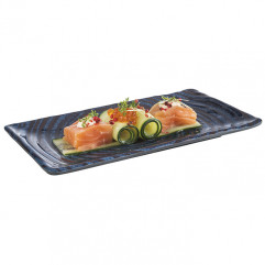 Podnos sushi LOOPS 23,5x13,5cm, výška:1,5cm melamín, štruktorovaný modročervený