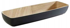 Miska GN 2/4 FRIDA 53x16,2cm, výška:7,5cm melamín, vonkajšok čierny, vnútro: optika drevo