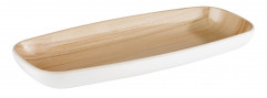 Podnos FRIDA 21,5x10cm, výška:2cm melamín, vonkajšok biely, vnútro: optika drevo