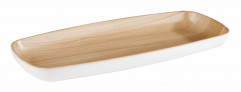 Podnos FRIDA 27x12cm, výška:2,5cm melamín, vonkajšok biely, vnútro: optika drevo