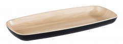 Podnos FRIDA 27x12cm, výška:2,5cm melamín, vonkajšok čierny, vnútro: optika drevo