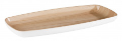 Podnos FRIDA 36x16,5cm, výška:3cm melamín, vonkajšok biely, vnútro: optika drevo