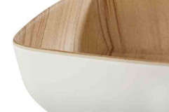 Miska FRIDA 16,5x16,5cm, 5,5cm melamín, vonkajšok biely, vnútro: optika drevo