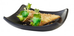 Miska ZEN 10,5x10,5 cm, výška: 3 cm, 0,06 l melamín farba čierna, optika kameň