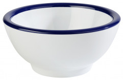 Miska ENAMEL LOCK Ø13cm, výška:6,5cm, 0,3lt melamín, farba biela, farba modrá okraj