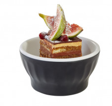 Miska MINI Ø 8 cm, výška: 4 cm melamín farba čierna vnútro: farba biela