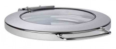 Chafing Dish PREMIUM okrúhly 44x48cm, výška:39cm, 10lt 18/8 nerez, presklenný vrchnák