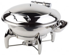 Chafing Dish GLOBE Ø38,5cm, výška:34cm, 6lt nerez, odnímateľný hydraulický sklenený vrchnák