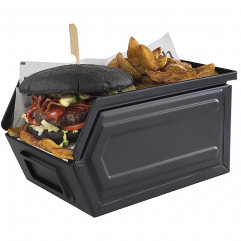Box snack INDUSTRIAL 23 x 15,5 cm, výška: 13 cm, 2,4 l čierny kov