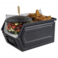 Box snack INDUSTRIAL 23 x 15,5 cm, výška: 13 cm, 2,4 l čierny kov