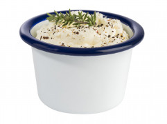 Miska ENAMELWARE Ø 7 cm, výška: 4,5 cm, 0,08 l smaltovaný oceľový plech bielo modrý