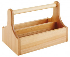 Table Caddy-stojan-držiak-box dochucovač 25x15cm, výška:18cm bledé drevo agát, 2 priehradky