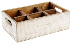 Table Caddy-stojan-držiak-box dochucovač VINTAGE 27x17cm, výška:10cm drevo jedľa, farba biela