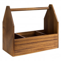 Table Caddy-stojan-držiak-box ACACIA 27x13,5cm, výška:24cm tmavé drevo agát, 2 priehradky