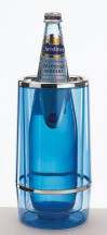 Chladič víno vonkajší Ø12cm, výška:23cm, vnútro Ø10cm, dvojitá stena PS, farba modrá-transparentný