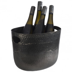 Chladič sekt/víno 30x23,5 cm, výška: 23 cm, 7 l kladivkový povrch, hliník, optika čierny matný kov