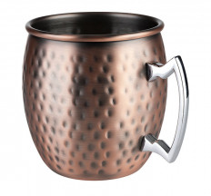 Hrnček MOSCOW MULE Ø9cm, výška:10cm, 0,5lt nerez, antik-medený-look, kladivový povrch