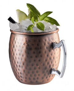 Hrnček MOSCOW MULE Ø9cm, výška:10cm, 0,5lt nerez, antik-medený-look, kladivový povrch