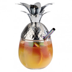 Hrnček PINEAPPLE Ø 8,5 cm, výška: 17,5 cm, 0,35 l sklo, nerez