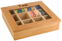 Box TEA 12 oddelení 31x28cm, výška:9cm drevo, natur