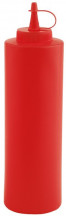 Fľaša na stláčanie dávkovacia Ø6,5cm, výška:25cm, 0,65lt polyetylén, farba červená