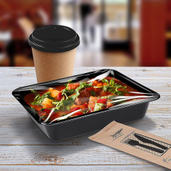 Menu misa (PP) Foodyboxx extra-pevná nedelená čierna 227 x 178 x 49 mm [50 ks]