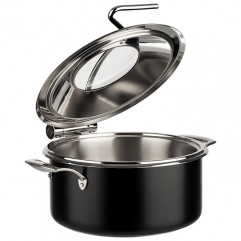 Chafing Dish, 4-dielny set Ø 30,5cm, výška:17,5cm, 4lt, nerez/sklo farba čierna