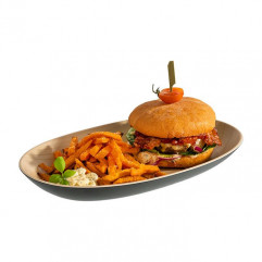 Miska FRIDA 33,5  x 21 cm, výška: 4 cm melamine čierno hnedá