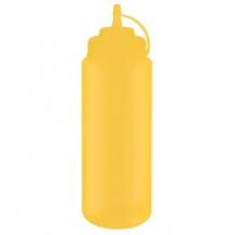 Fľaša na stláčanie Ø 8cm, výška:26,5cm, 1.025 ml, polyethylén, žltá, hrdlo: Ø 5,5 cm