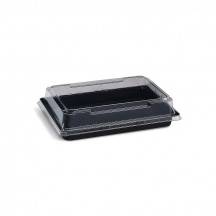 Miska na Sushi (rPET) čierna 185 x 127 x 20 mm + viečko [400 sád]