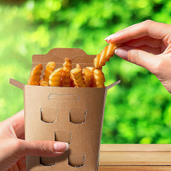 Box na hranolky (PAP FSC Mix) nepremastiteľný kraft `150 g` [50 ks]