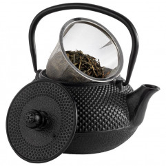 Konvica čaj ASIA so sitkom 17 x 14 cm, výška: 17 cm, 0,8 l zliatina, vo vnútri smaltovaná, udržiava čaj po dlhú dobu v teple, žiadna horkosť, farba čierna