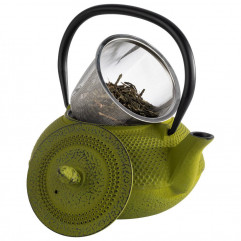 Konvica čaj ASIA so sitkom 17 x 14 cm, výška: 17 cm, 0,8 l zliatina, vo vnútri smaltovaná, udržiava čaj po dlhú dobu v teple, žiadna horkosť, farba zelená