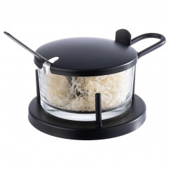 Miska BLACK CLASSIC parmezán Ø 10,5 cm, výška: 7 cm, 0,18 l, sklo, 18/8 nerez sklo farba čierna