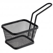 Košík SNACKHOLDER fritovací/servírovanie 10x8,5 cm, výška: 6,5 cm, rúčka: 9 cm nerez, farba matná čierna