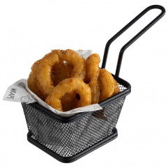 Košík SNACKHOLDER fritovací/servírovanie 10x8,5 cm, výška: 6,5 cm, rúčka: 9 cm nerez, farba matná čierna