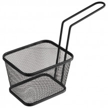 Košík SNACKHOLDER fritovací/servírovanie 13x10,5 cm, výška: 9 cm, rúčka: 13,5 cm nerez, farba matná čierna