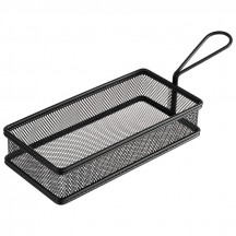 Košík SNACKHOLDER fritovací/servírovanie 21,5x10,5 cm, výška: 4,5 cm, rúčka: 9,5 cm nerez, farba matná čierna