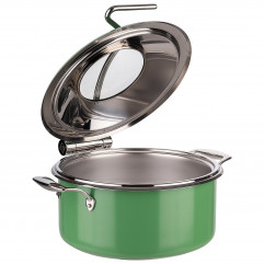 Chafing Dish, 4-dielny set Ø 30,5cm, výška:17,5cm, 4lt, nerez/sklo farba zelená