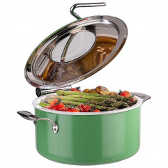 Chafing Dish, 4-dielny set Ø 30,5cm, výška:17,5cm, 4lt, nerez/sklo farba zelená