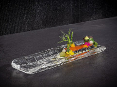 Tanier sushi TAKASHI 19x6,5cm, výška:1,5cm, sklo priehľadné