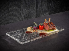 Tanier sushi TAKASHI 29,5x15,5cm, výška:1,5cm sklo priehľadné