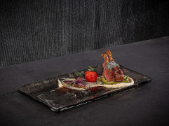 Tanier sushi TAKASHI 29,5x15,5cm, výška:1,5cm, sklo farba francúzska šedá