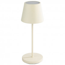 Lampa stolová MERLE, Ø 11 cm, výška: 30,5 cm, nabíjacia stanica, USB nabíjací kábal, dialkové ovládanie s batériou, kov, farba biela