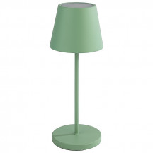 Lampa stolová MERLE, Ø 11 cm, výška: 30,5 cm, nabíjacia stanica, USB nabíjací kábal, dialkové ovládanie s batériou, kov, farba zelená