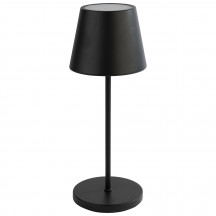 Lampa stolová MERLE, Ø 11 cm, výška: 30,5 cm, nabíjacia stanica, USB nabíjací kábal, dialkové ovládanie s batériou, kov, farba čierna